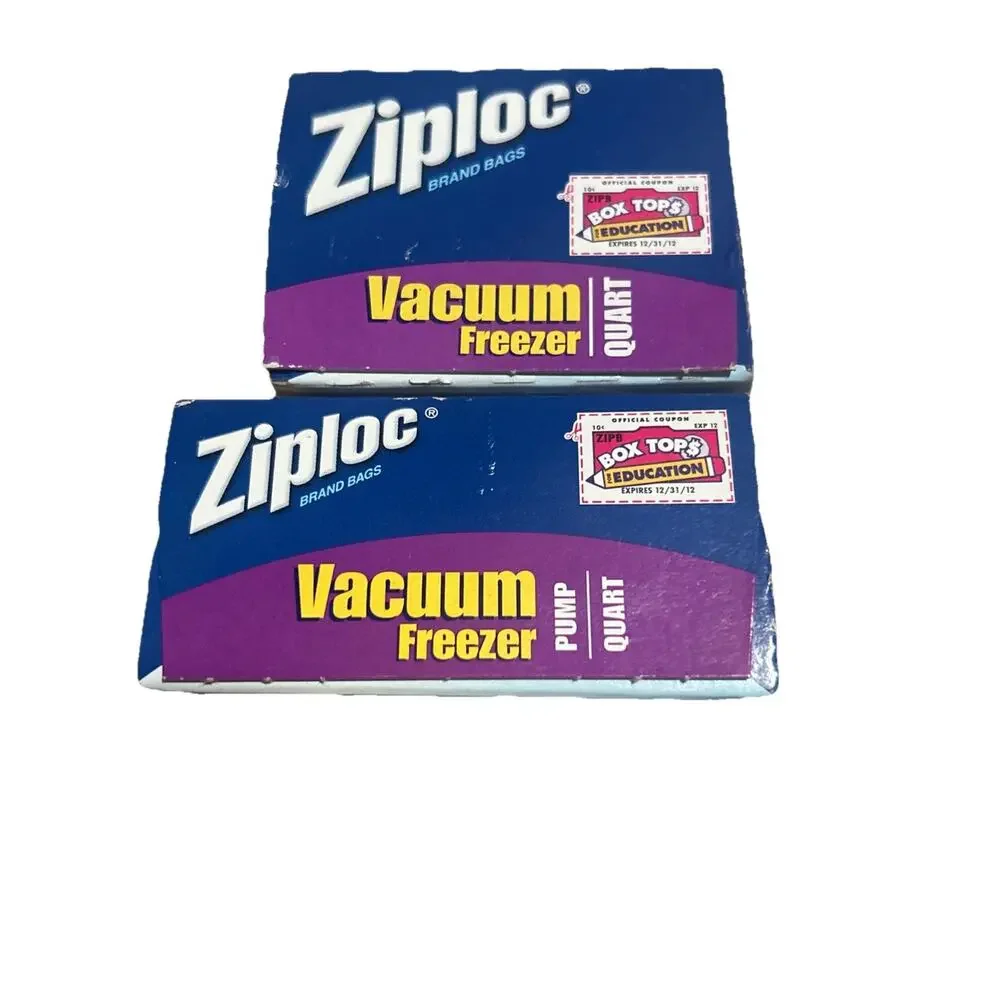 NEW Ziploc Vacuum Starter Kit Freezer Pump & New Box Of 12 Quart Bags